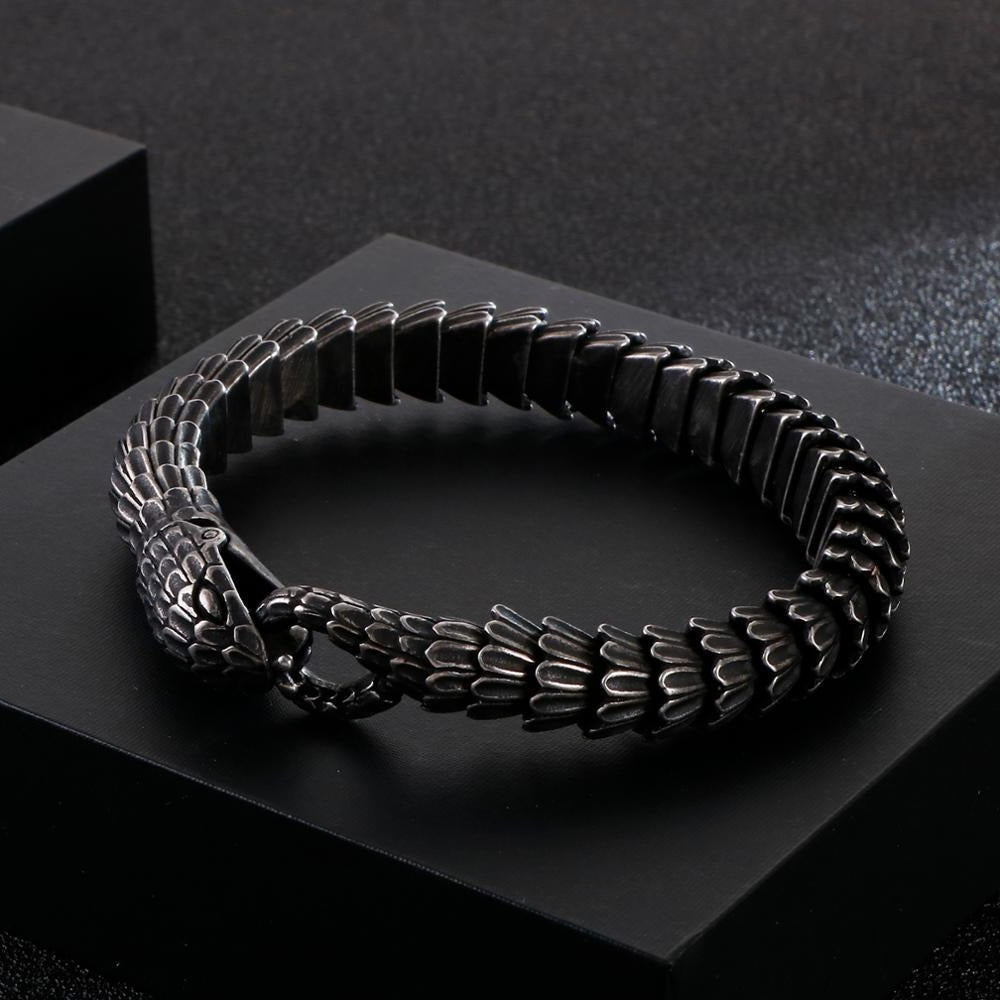 Premium Stainless Steel Black Snake Bracelet For Men