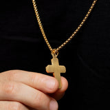 18K Gold-Plated Catholic Black Cross Necklace of Stainless Steel Manntara