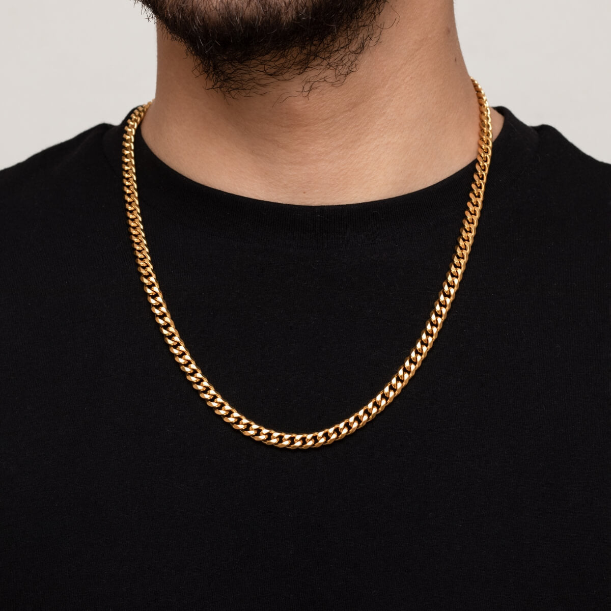 18K Gold Plated 5MM Cuban Link Chain for Men Manntara