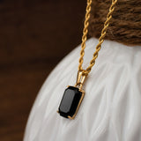 18K Gold Plated Black Onyx Men's Pendant of Stainless Steel Manntara