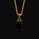 18K Gold Plated Black Onyx Men's Pendant of Stainless Steel Manntara