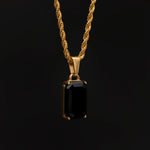 18K Gold Plated Black Onyx Men's Pendant of Stainless Steel Manntara