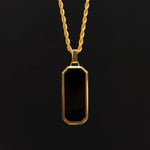 18K Gold Plated Black Onyx Rectangular Stainless Steel Men's Necklace Manntara