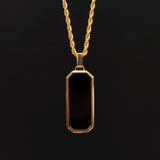 18K Gold Plated Black Onyx Rectangular Stainless Steel Men's Necklace Manntara