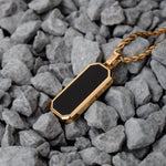 18K Gold Plated Black Onyx Rectangular Stainless Steel Men's Necklace Manntara