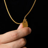 18K Gold Plated Black Onyx Square Necklace for Men
