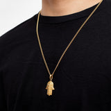 18K Golden Plated Hamsa Necklace of Stainless Steel Manntara