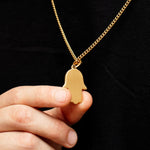18K Golden Plated Hamsa Necklace of Stainless Steel Manntara