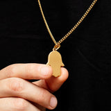 18K Golden Plated Hamsa Necklace of Stainless Steel Manntara