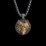 316L Stainless Steel Golden Viking Wolf Locket Necklace For Men Manntara