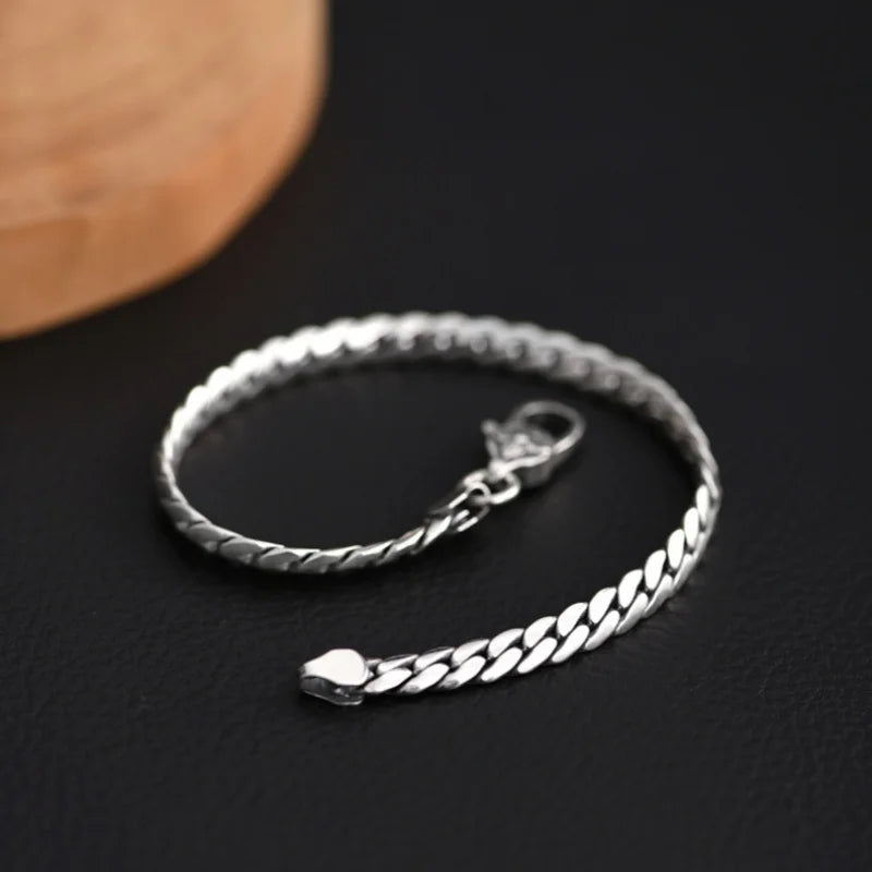 5 mm S925 Silver Snake Casual Bracelet for Men Manntara