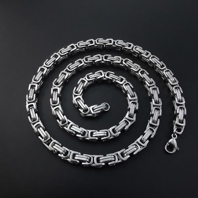 5 mm Silver Stainless Steel Biker Chain Necklace for Men Manntara