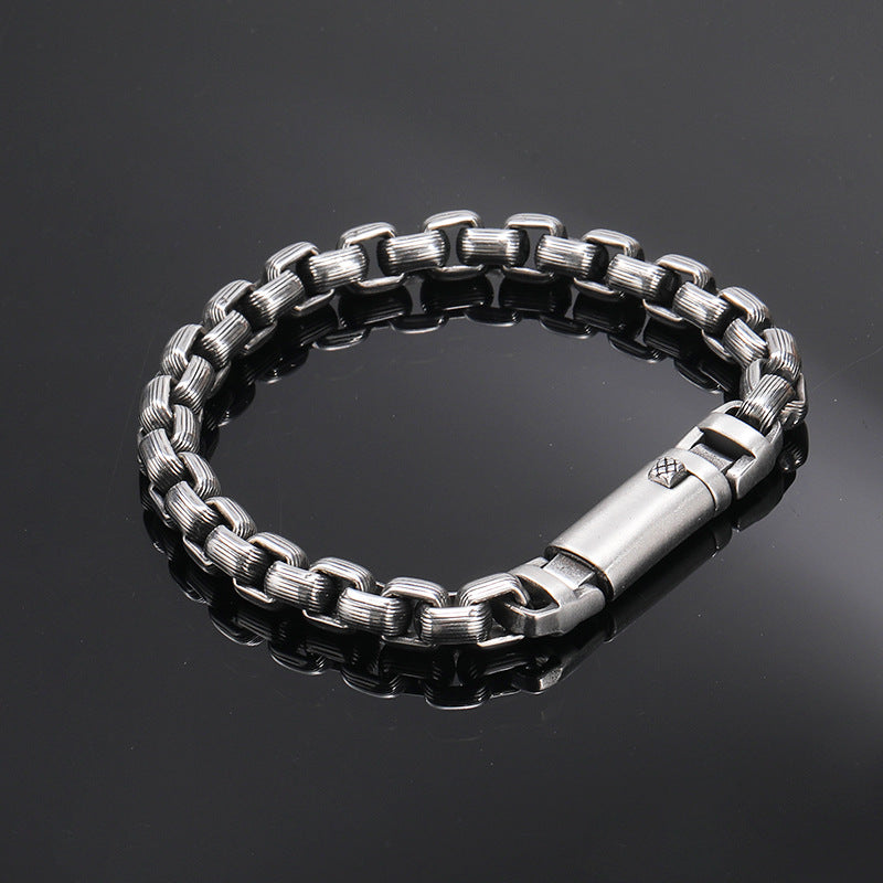 8mm Silver Stainless Steel Chain Biker Bracelet for Men Manntara
