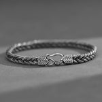 925 Sterling Silver Braided Chain Biker Bracelet for Men Manntara