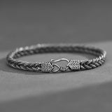 925 Sterling Silver Braided Chain Biker Bracelet for Men Manntara