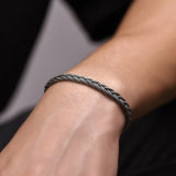925 Sterling Silver Braided Chain Biker Bracelet for Men Manntara