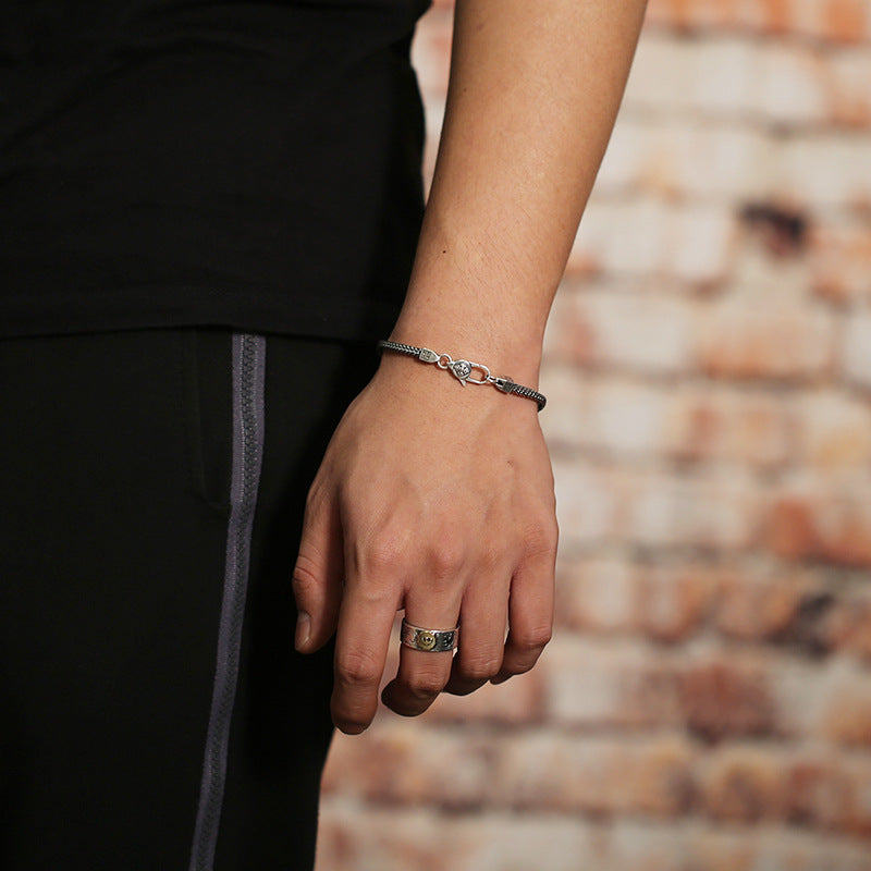 925 Sterling Silver Casual Hip-Hop Chain Bracelet for Men Manntara
