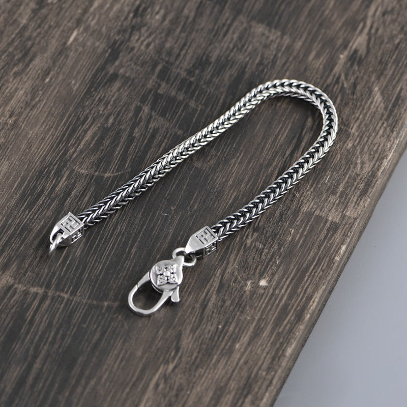 925 Sterling Silver Casual Hip-Hop Chain Bracelet for Men Manntara