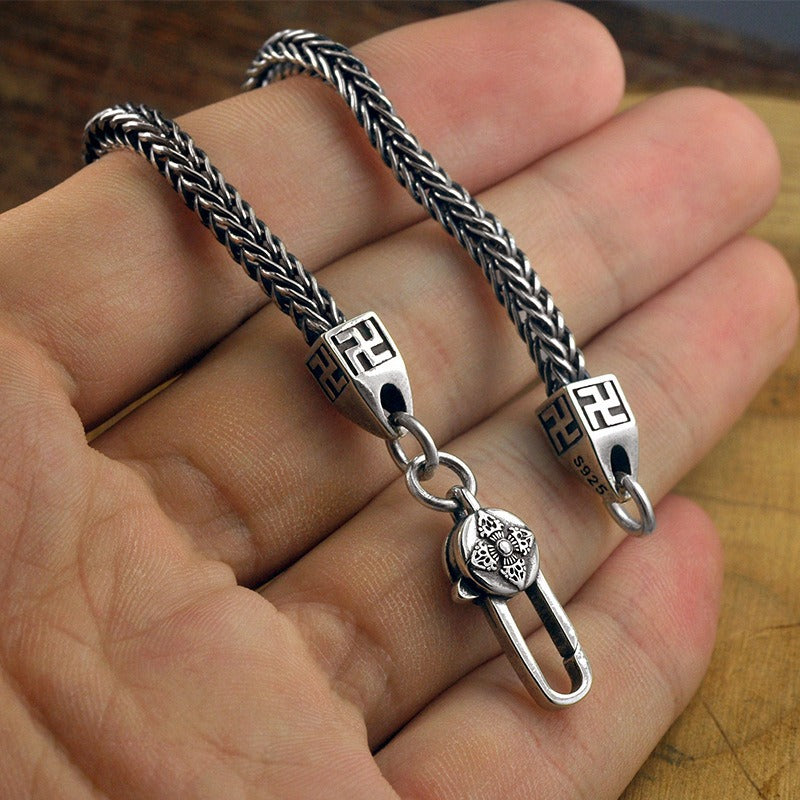925 Sterling Silver Casual Hip-Hop Chain Bracelet for Men Manntara