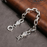 9MM S925 Silver Dragon Head Gothic Bracelet for Men Manntara