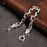 9MM S925 Silver Dragon Head Gothic Bracelet for Men Manntara
