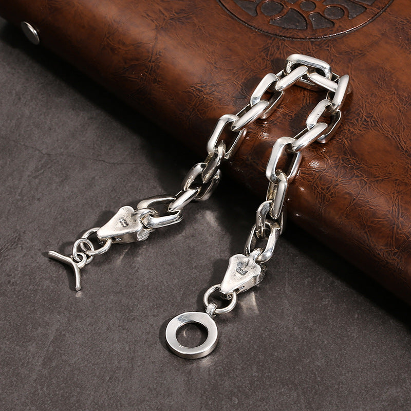 9MM S925 Silver Dragon Head Gothic Bracelet for Men Manntara