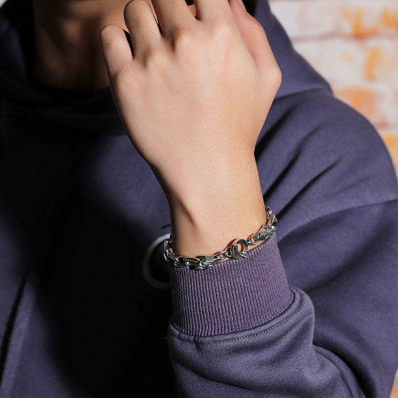 9MM S925 Silver Dragon Head Gothic Bracelet for Men Manntara