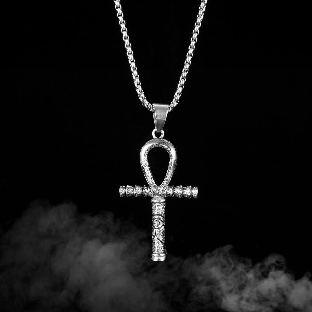 Ankg Egyptian Cross Stainless Steel Necklace for Men Manntara