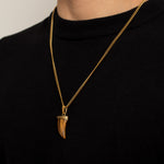 Brown Spectrolite Fang Men's Necklace | 18K Gold Plated Pendant Manntara