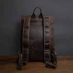 Dark Brown Full-Grain Leather Travel 15-inches Laptop Backpack for Men Manntara