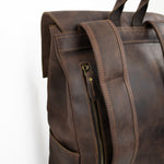 Dark Brown Full-Grain Leather Travel 15-inches Laptop Backpack for Men Manntara