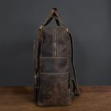 Dark Brown Full-Grain Leather Travel Retro Backpack for Men Manntara