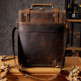 Full-Grain Leather Cowhide Brown Retro Backpack for Men Manntara