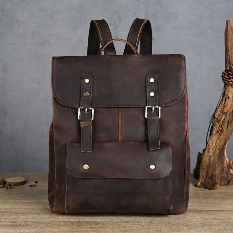 Full-Grain Leather Office 16-inches Laptop Backpack for Men Manntara