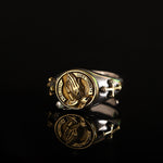 Golden Catholic Praying Hands S925 Silver Adjustable Ring For Men Manntara