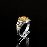 Golden Catholic Praying Hands S925 Silver Adjustable Ring For Men Manntara