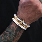 Golden & White Roman Set Bracelet For Men of Stainless Steel Manntara