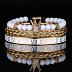 Golden & White Roman Set Bracelet For Men of Stainless Steel Manntara