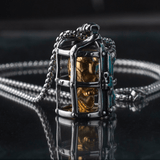 Men's Dungeon Golden Skull Gothic Necklace of Silver Stainless Steel Manntara