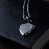 Men's Silver Stainless Steel Cross Shield Religious Necklace Manntara