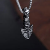Men's Stainless Steel Catholic Heart & Cross Arrow Silver Necklace Manntara