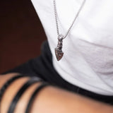 Men's Stainless Steel Catholic Heart & Cross Arrow Silver Necklace Manntara