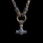 Men's Golden Stainless Steel Mjolnir Viking Necklace Manntara