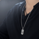 Men's Premium Silver Stainless Steel Minimalistic Military Necklace Manntara