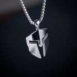 Men's Roman Gladiator Helmet Necklace of Silver Stainless Steel Manntara