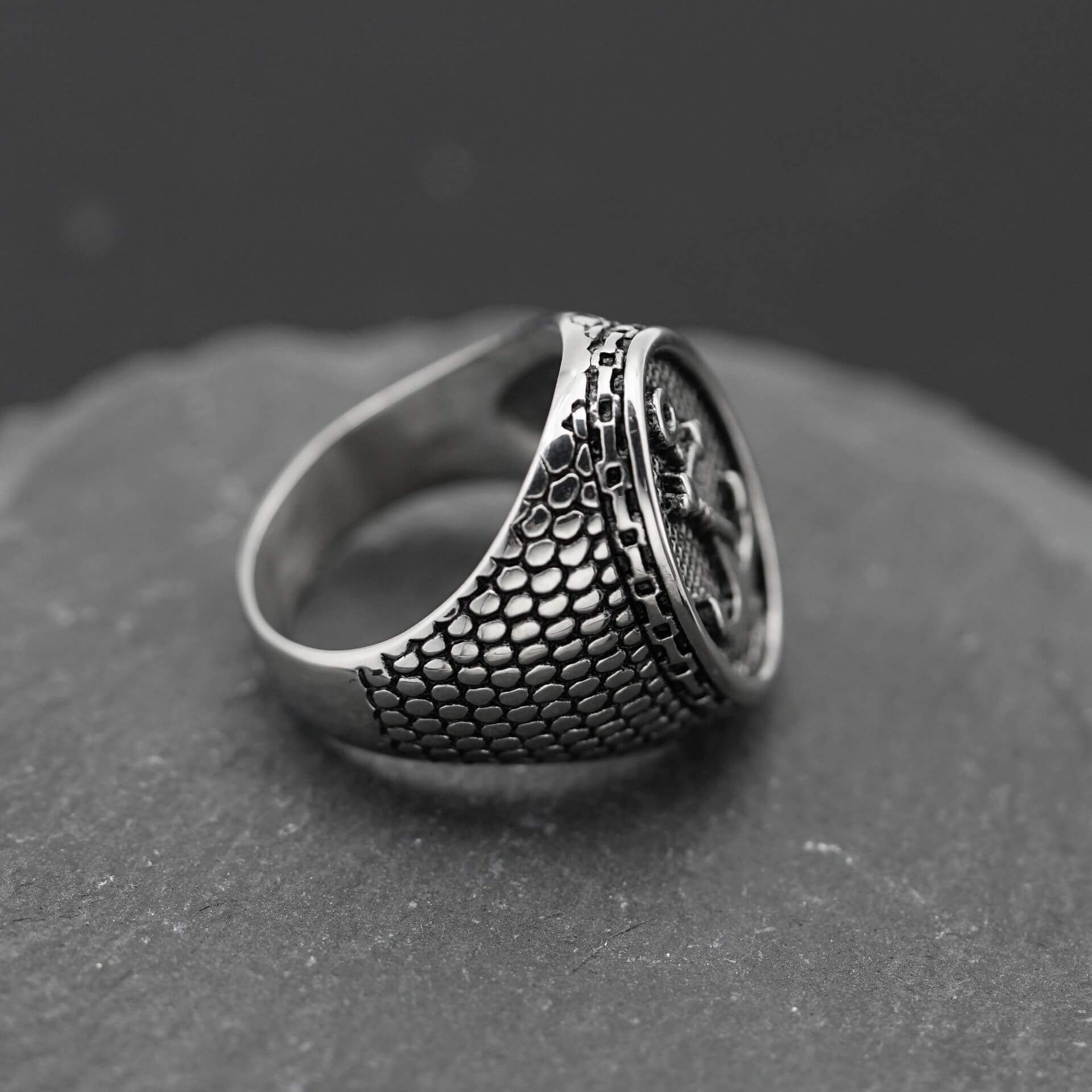 Men's Silver Stainless Steel Fashion Anchor Ring For Sea Lovers Manntara