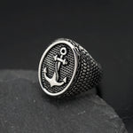 Men's Silver Stainless Steel Fashion Anchor Ring For Sea Lovers Manntara