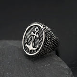 Men's Silver Stainless Steel Fashion Anchor Ring For Sea Lovers Manntara