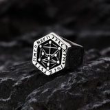 Men's Silver Stainless Steel Fashion Ring With Celtic Runes Manntara