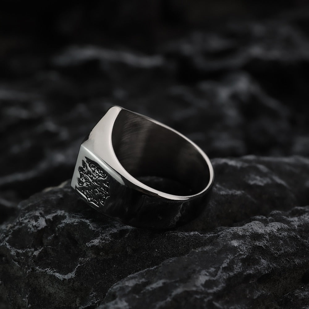 Men's Silver Stainless Steel Fashion Ring With Celtic Runes Manntara